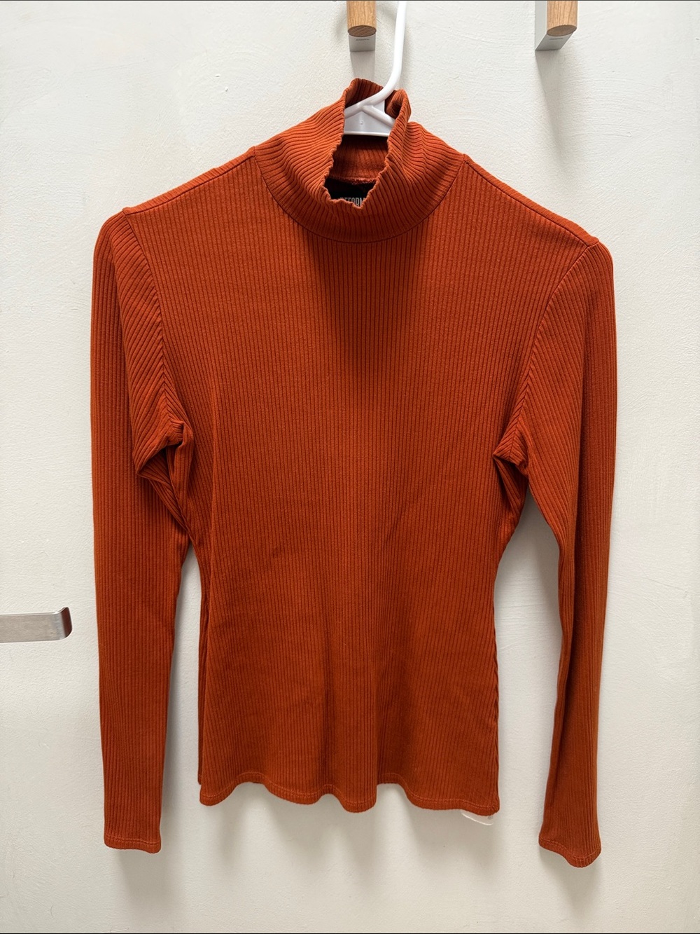 Reformation Ribbed Turtleneck Top in Rust